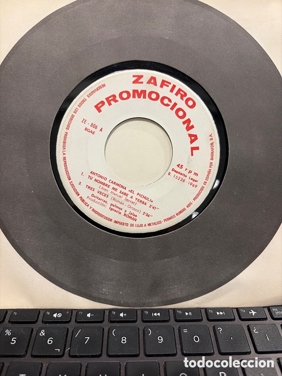 Disques de vinyle: ANTONIO CARMONA EL PICHULI - TU NOMBRE ME SABE A YERBA + 3 EP SIN PORTADA 1969