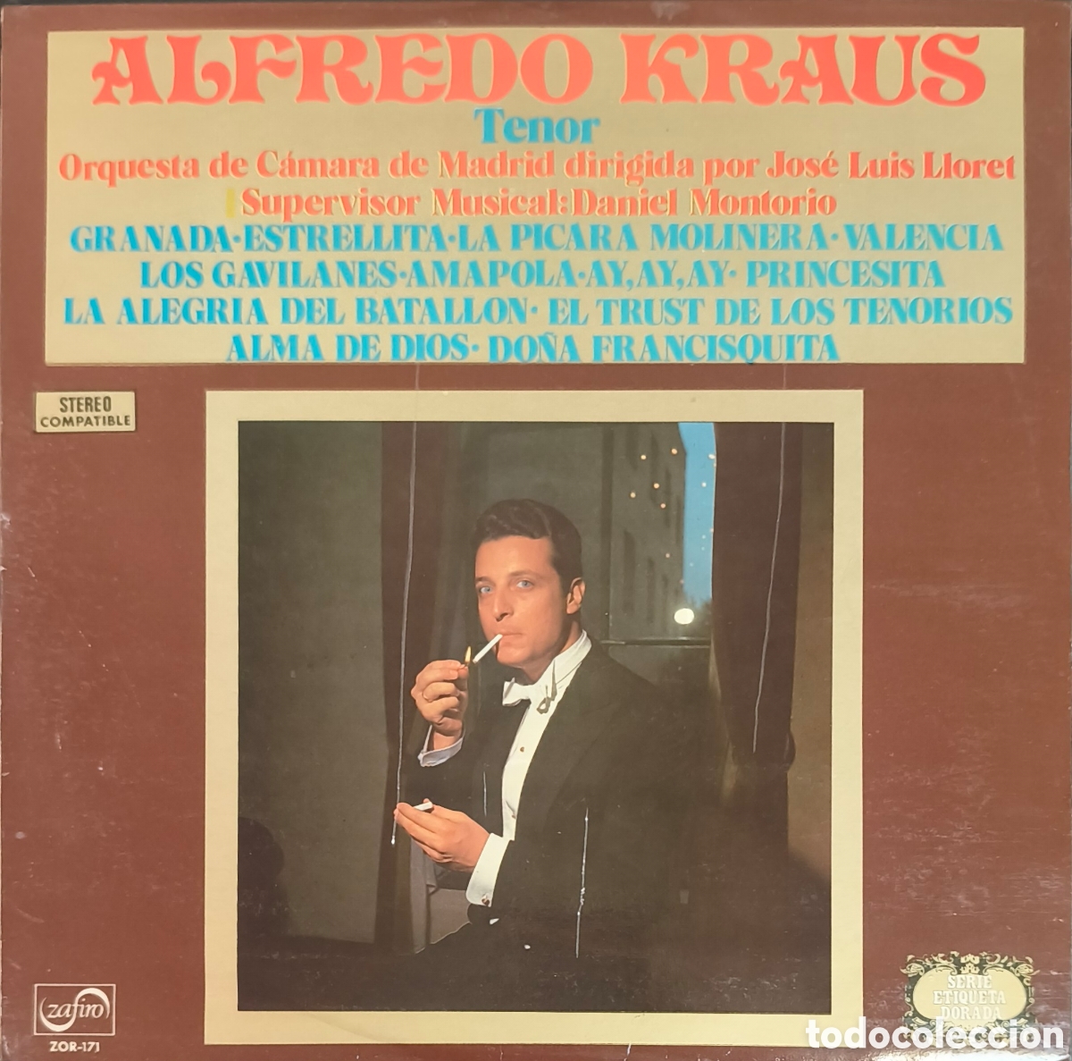 Discos de vinilo: ALFREDO KRAUS: TENOR - LP - ZAFIRO - 1972 - BUEN ESTADO (VG / VG+)