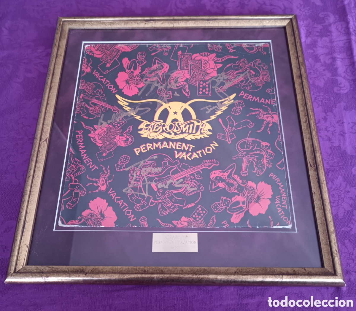 Discos de vinilo: AEROSMITH. PERMANENT VACATION. DISCO FIRMADO POR TODOS LO MIEMBROS. CERTIFICADO DE AUTENTICIDAD