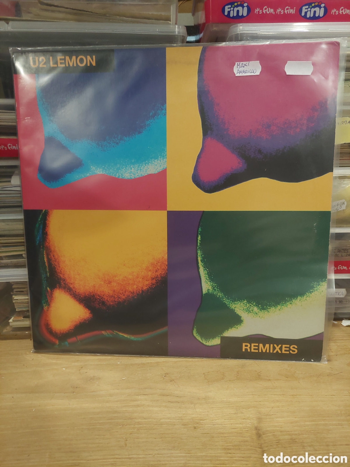 Discos de vinilo: DISCO AMARILLO MAXI U2 REMIXES Lemon