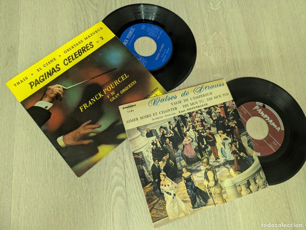 Discos de vinilo: LOTE DE 2 SINGLES - EP&acute;S DE MUSICA CLASICA ORQUESTAS - FRANK POURCEL + VALSES STRAUSS - BUEN ESTADO