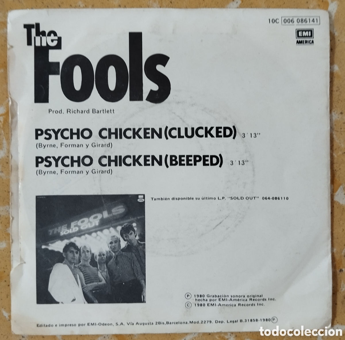 Discos de vinilo: The Fools - Psycho Chicken - single - Foto 2