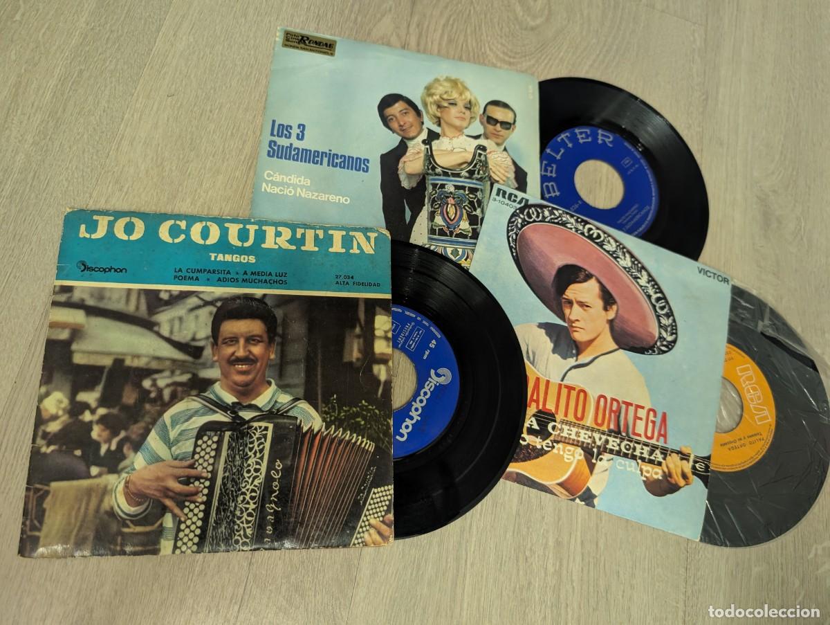 Discos de vinilo: LOTE DE 3 SINGLES DE MUSICA HISPANOAMERICANA - JO COURTIN, LOS 3 SUDAMERICANOS ,PALITO ORTEGA