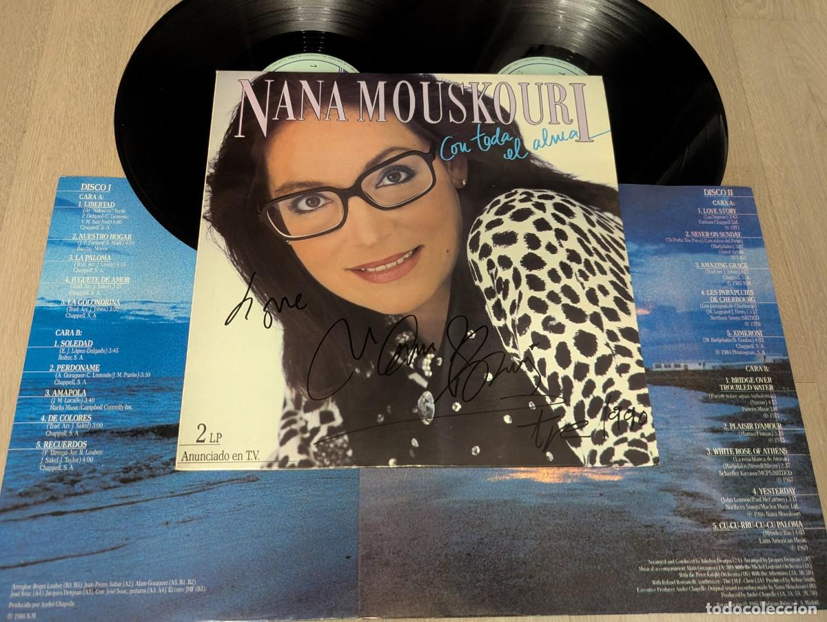 Discos de vinilo: NANA MOUSKOURI - CON TODA EL ALMA ..2 LP&acute;S DE 1986 - CANTA EN ESPA&Ntilde;OL CON INSERTS .. FIRMADO