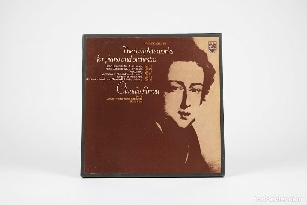 Discos de vinilo: CHOPIN OBRA COMPLETA PIANO Y ORQUESTA - CLAUDIO ARRAU ELIAHU INBAL - CAJA 3 VINILOS LP -PHILIPS 1977
