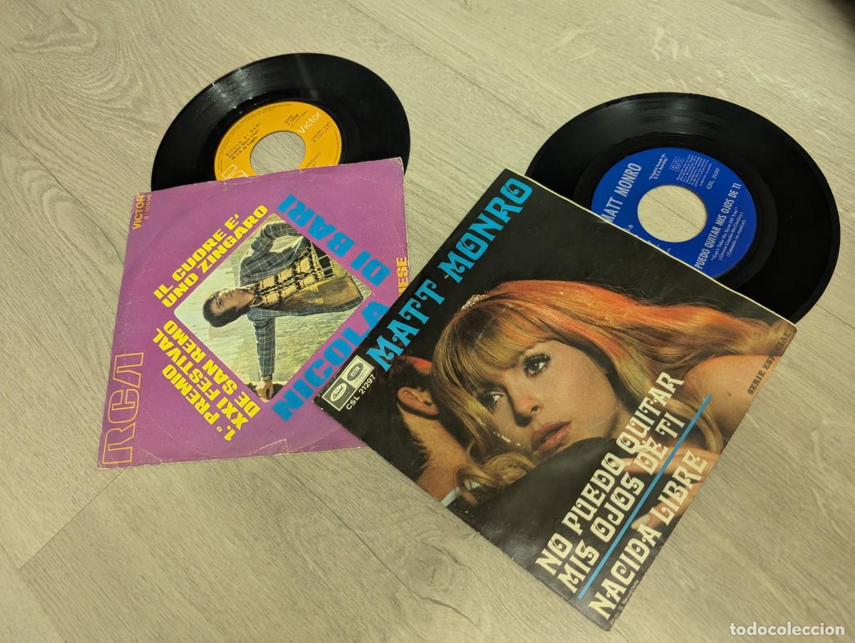 Discos de vinilo: LOTE DE 2 SINGLES DE MUSICA ITALIANA - NICOLA DI BARI - 1&ordm; PREMIO FESTIVAL .SAN REMO + MATT MONRO