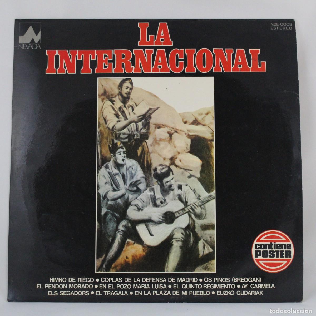 Discos de vinilo: LP La Internacional Coro Popular Jabal&oacute;n 1977 Vinilo Dial Himnos Republicanos