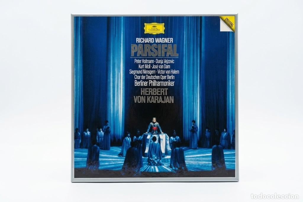 Discos de vinilo: WAGNER PARSIFAL - HERBERT VON KARAJAN KURT MOLL - CAJA 5 LP + LIBRO - DGG DIGITAL MADE GERMANY 1981