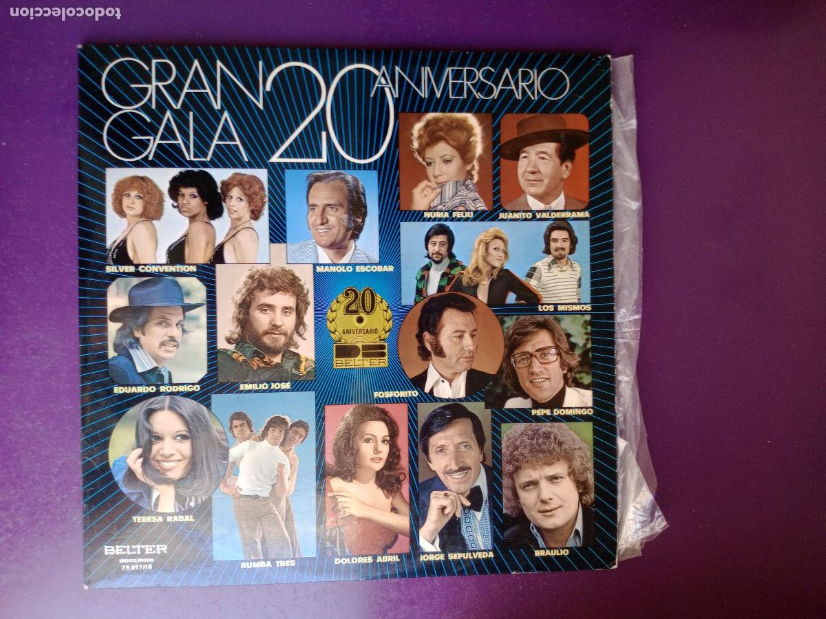 Discos de vinilo: Gran Gala 20 Aniversario Belter- DOBLE LP 1976 - 20 EXITOS, MANOLO ESCOBAR, FOSFORITO, RUMBA 3, ETC