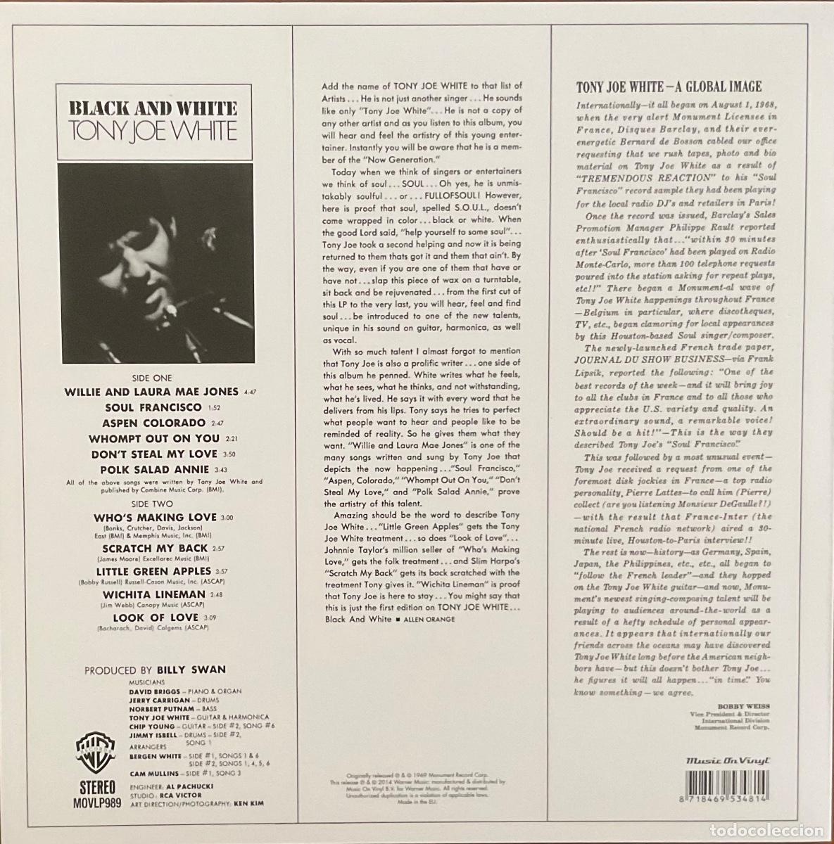 Discos de vinilo: TONY JOE WHITE - BLACK AND WHITE - Foto 2