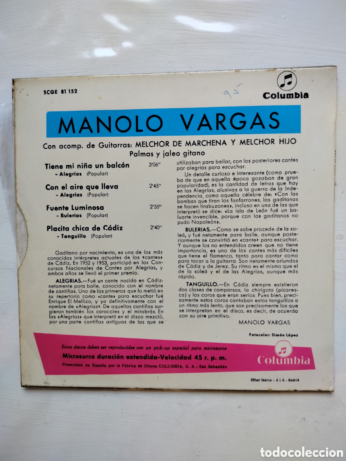 Discos de vinilo: Manolo Vargas EP 1966 - Foto 2