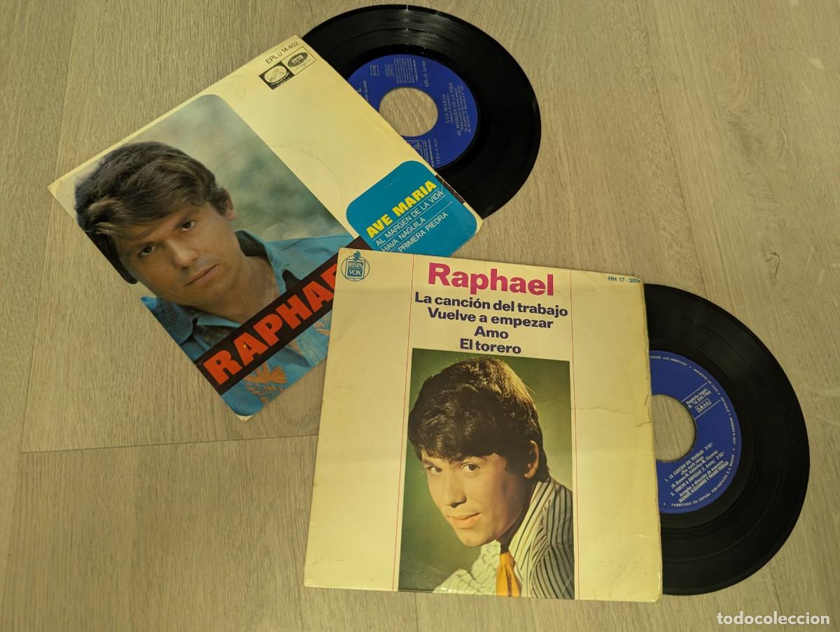 Discos de vinilo: RAPHAEL - LOTE DE 2 EP&acute;S UNO DE EMI - AVE MARIA +3 Y OTRO DE HISPAVOX - LA CANCION DEL TRABAJO +3