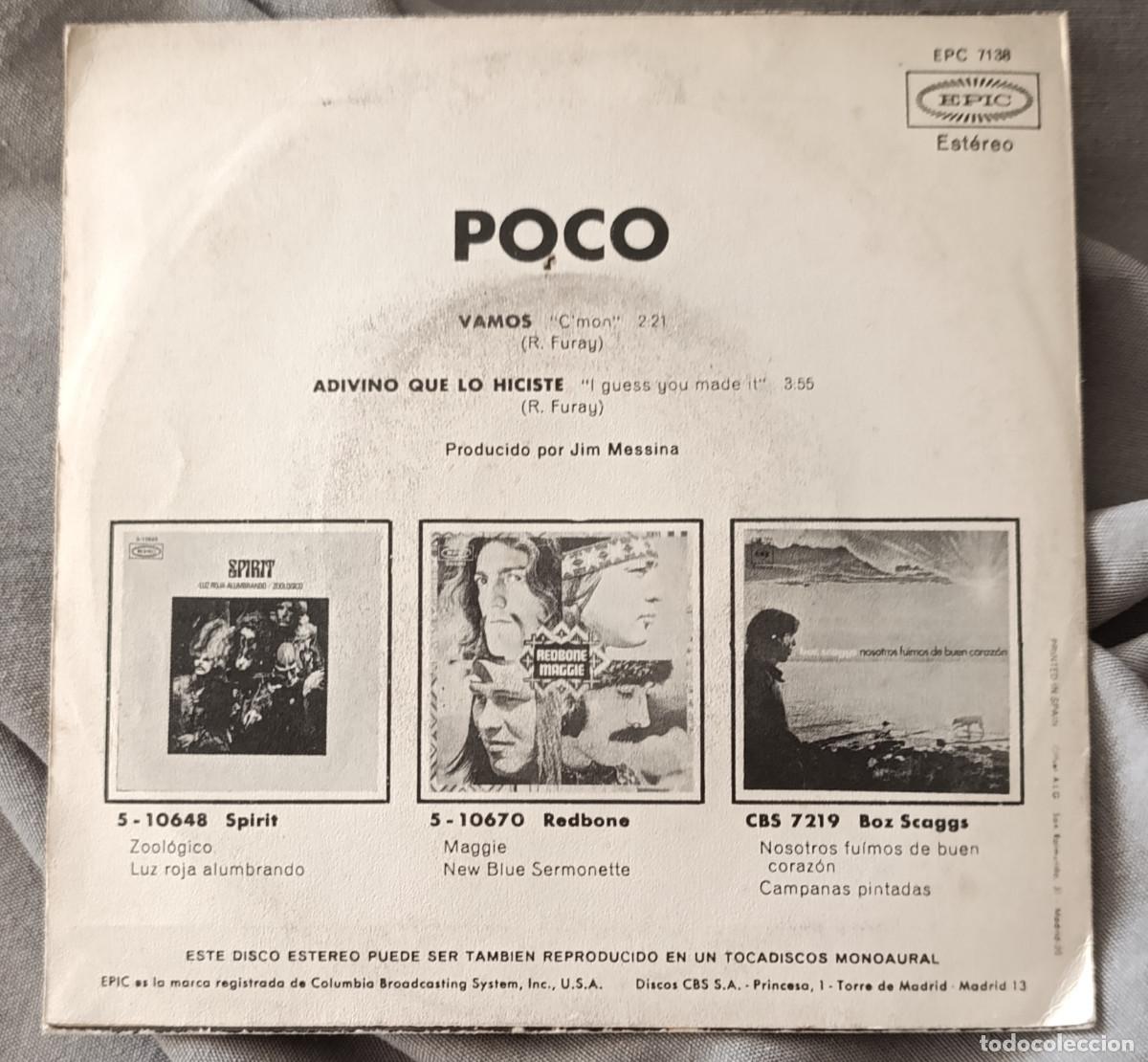 Discos de vinilo: POCO &ndash; &ldquo;VAMOS&rdquo; (&ldquo;C&rsquo;MON&rdquo;), single edici&oacute;n espa&ntilde;ola 1971 - Foto 3
