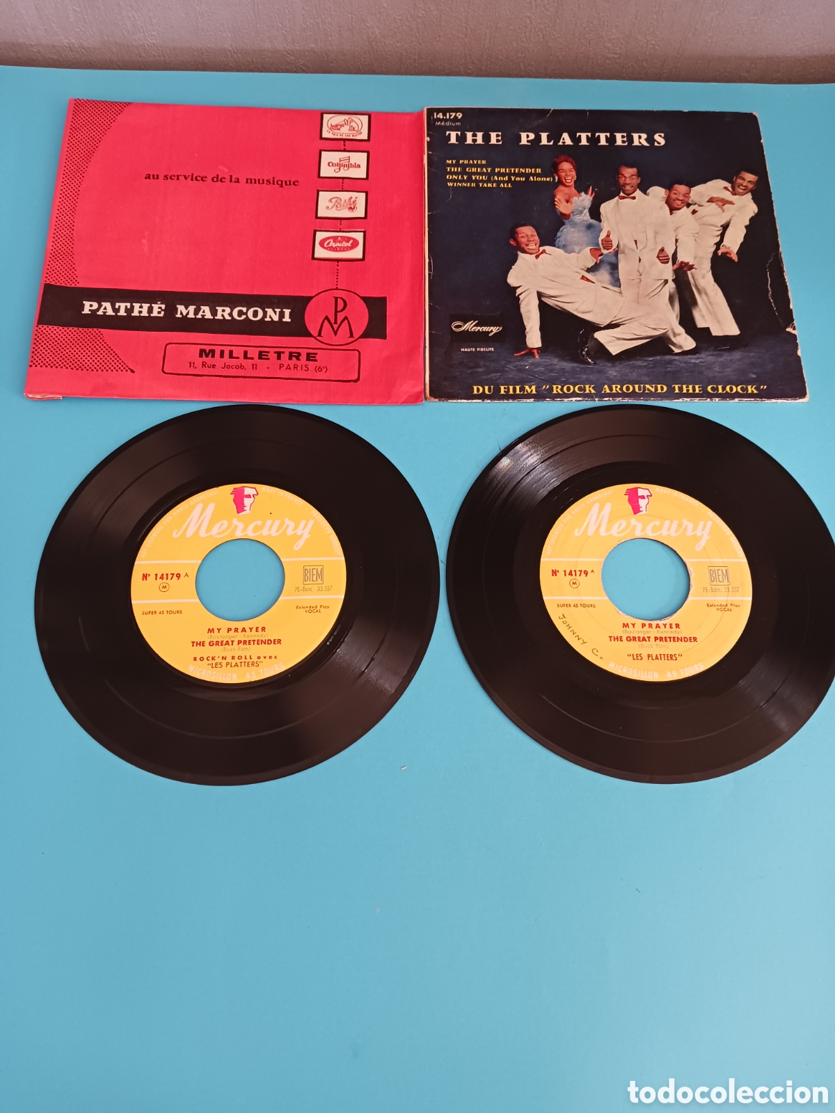 Discos de vinilo: Dos singles THE PLATTERS. - Foto 1