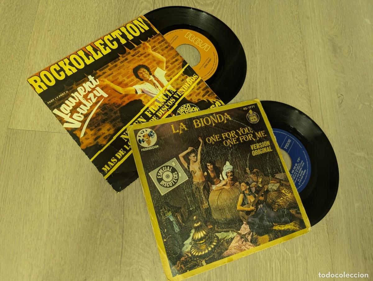 Discos de vinilo: LOTE DE 2 SINGLES DE MUSICA DISCO - LA BIONDA - ONE FOR YOU ONE FOR ME + LAURENT VOULZY - ROCKOLLECT