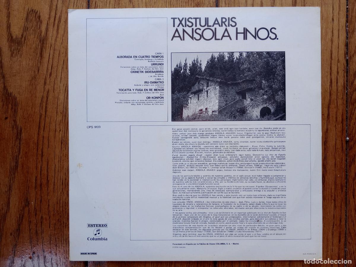 Discos de vinilo: Ansola Hermanos - txistularis - Foto 2