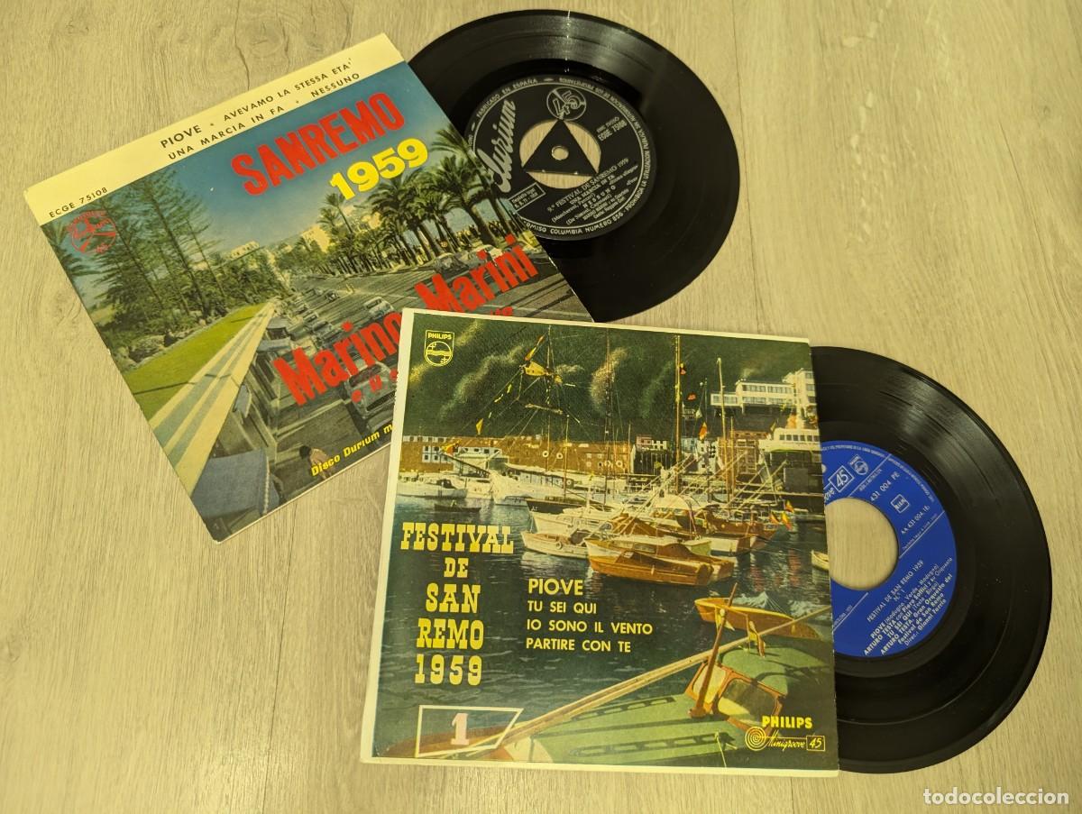 Discos de vinilo: LOTE DE 2 EP&acute;S DE FESTIVAL DE SAN REMO DEL A&Ntilde;O 1959 - MARINO MARINI Y ARTURO TESTA - PIOVE .. ETC