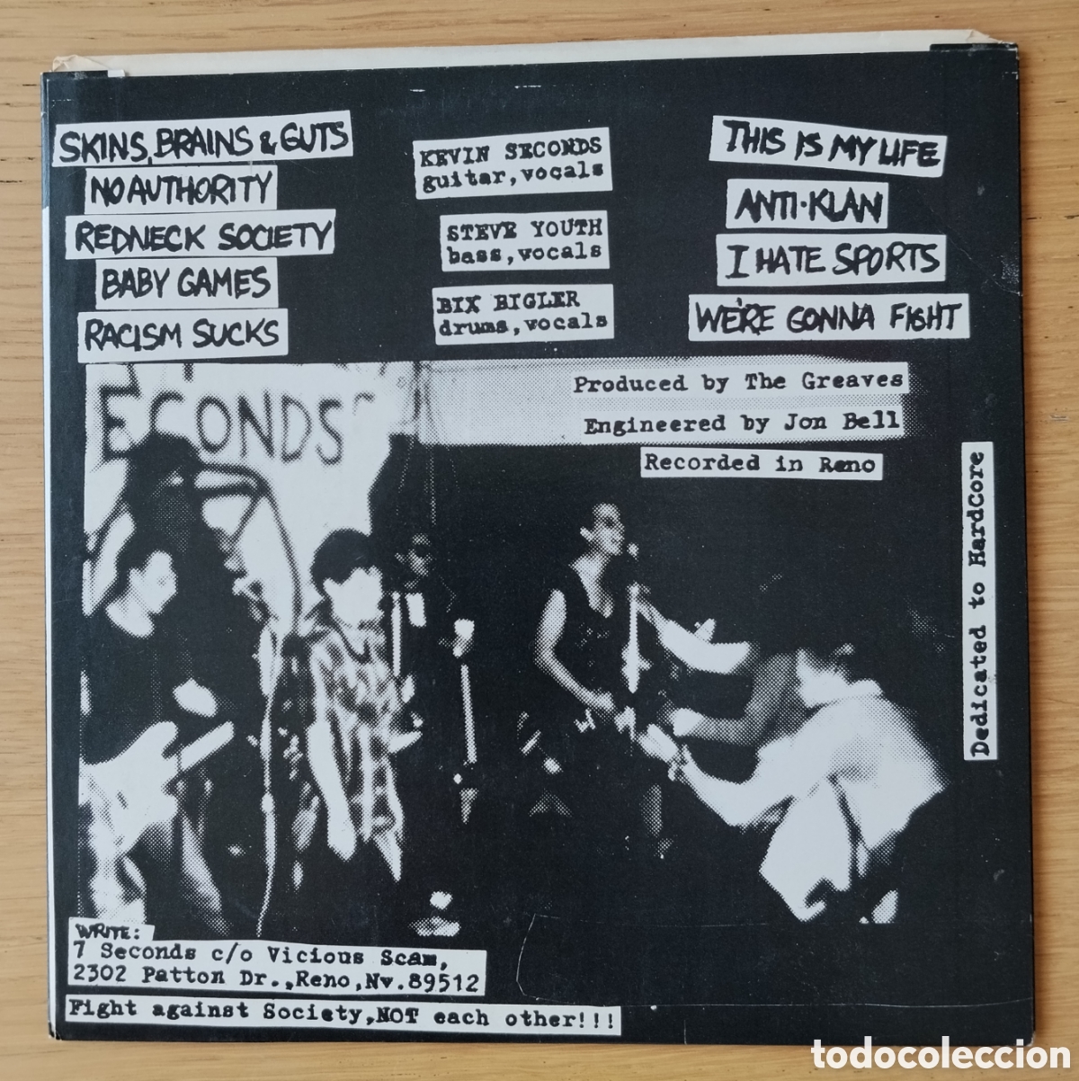 Discos de vinilo: 7 SECONDS: &rdquo;SKINS, BRAINS & GUTS E.P.&rdquo; E.P. VINILO 1989 - HARDCORE - Foto 2