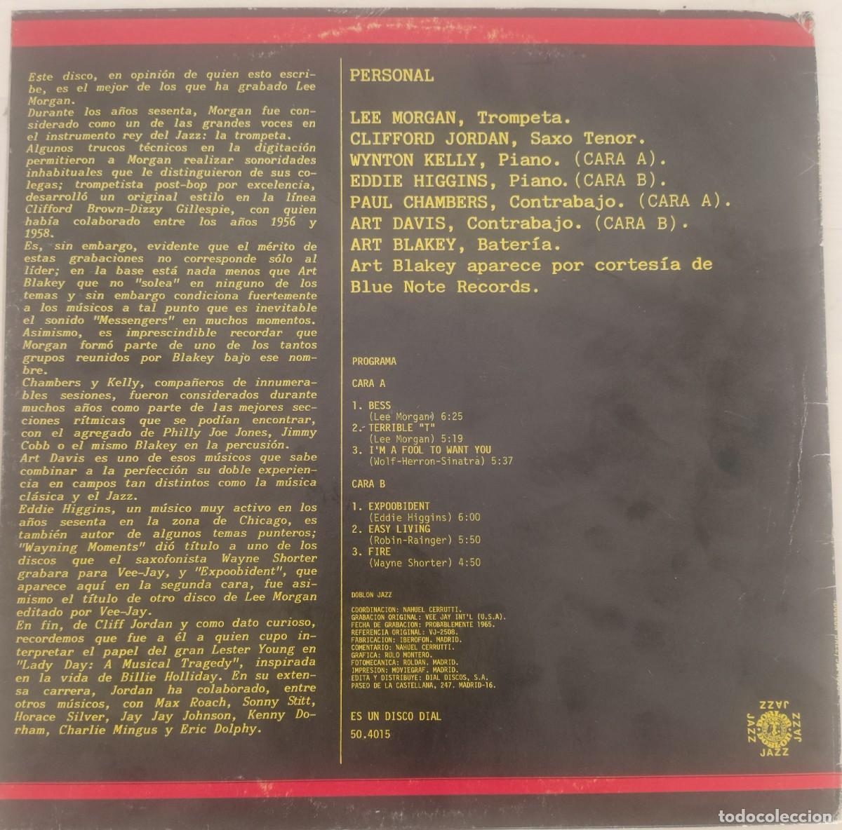 Discos de vinilo: Lee Morgan-Fire-Espa&ntilde;a -1983 - Foto 2