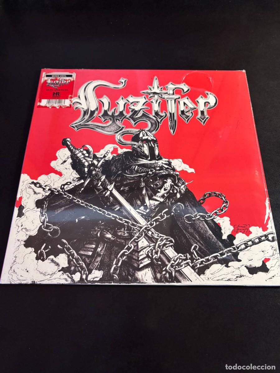 Discos de vinilo: Luzifer Iron Shackles Disco de vinilo rojo y blanco LP 12&rdquo; heavy metal epico