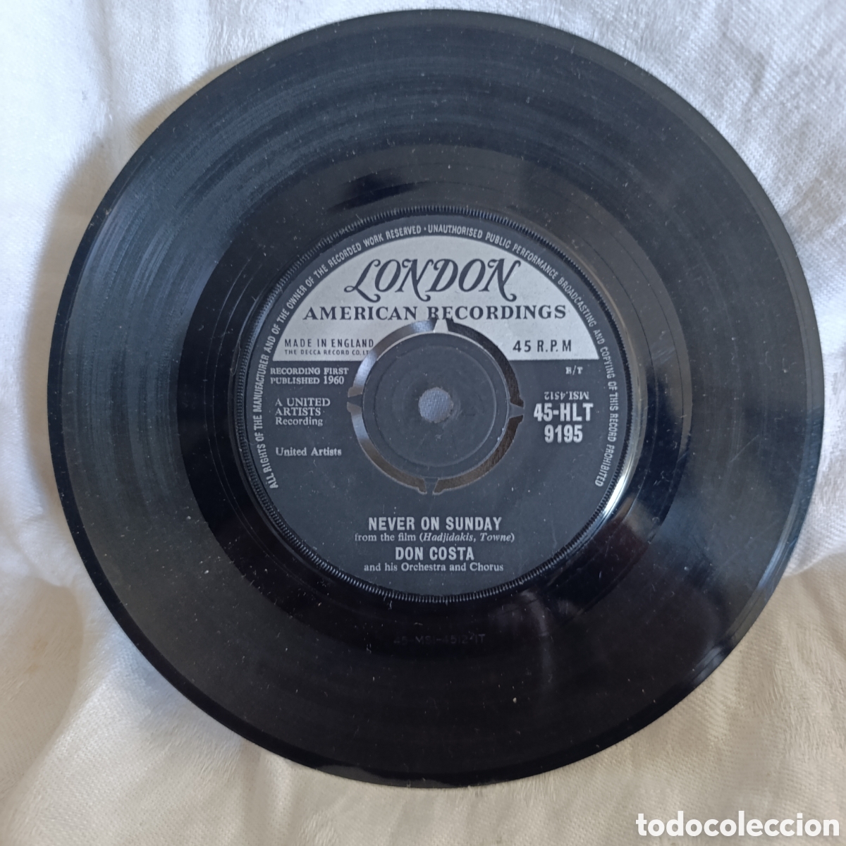 Discos de vinilo: Easy Listening, Jazz, Pop, y Stage & Screen,Single Don Costa &ndash; Never On Sunday (1960) | Edici&oacute;n UK