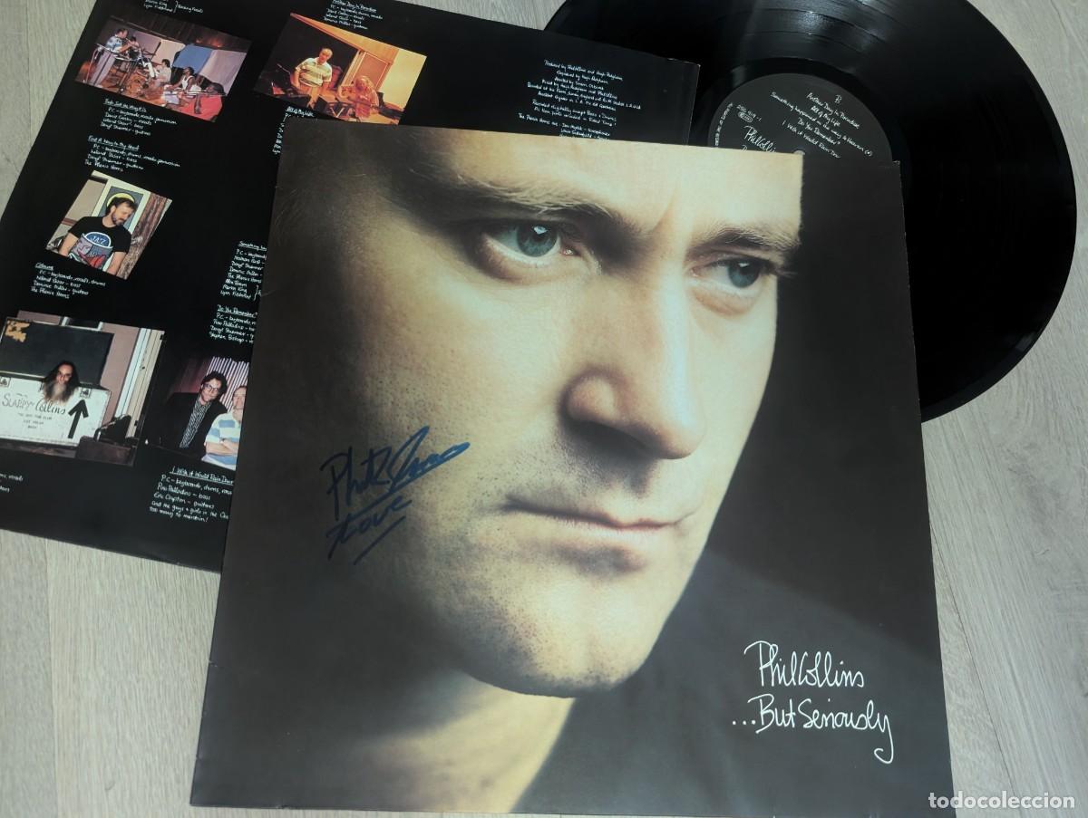 Discos de vinilo: PHIL COLLINS - BUT SERIOUSLY ..CON LETRAS ..DE 1989 - WEA - GERMANY ..EJEMPLAR ..FIRMADO