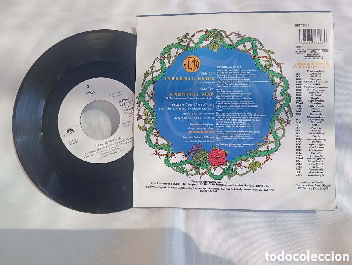 Discos de vinilo: FISH * INTERNAL EXILE (POLYDOR 867 750-7) - Foto 2
