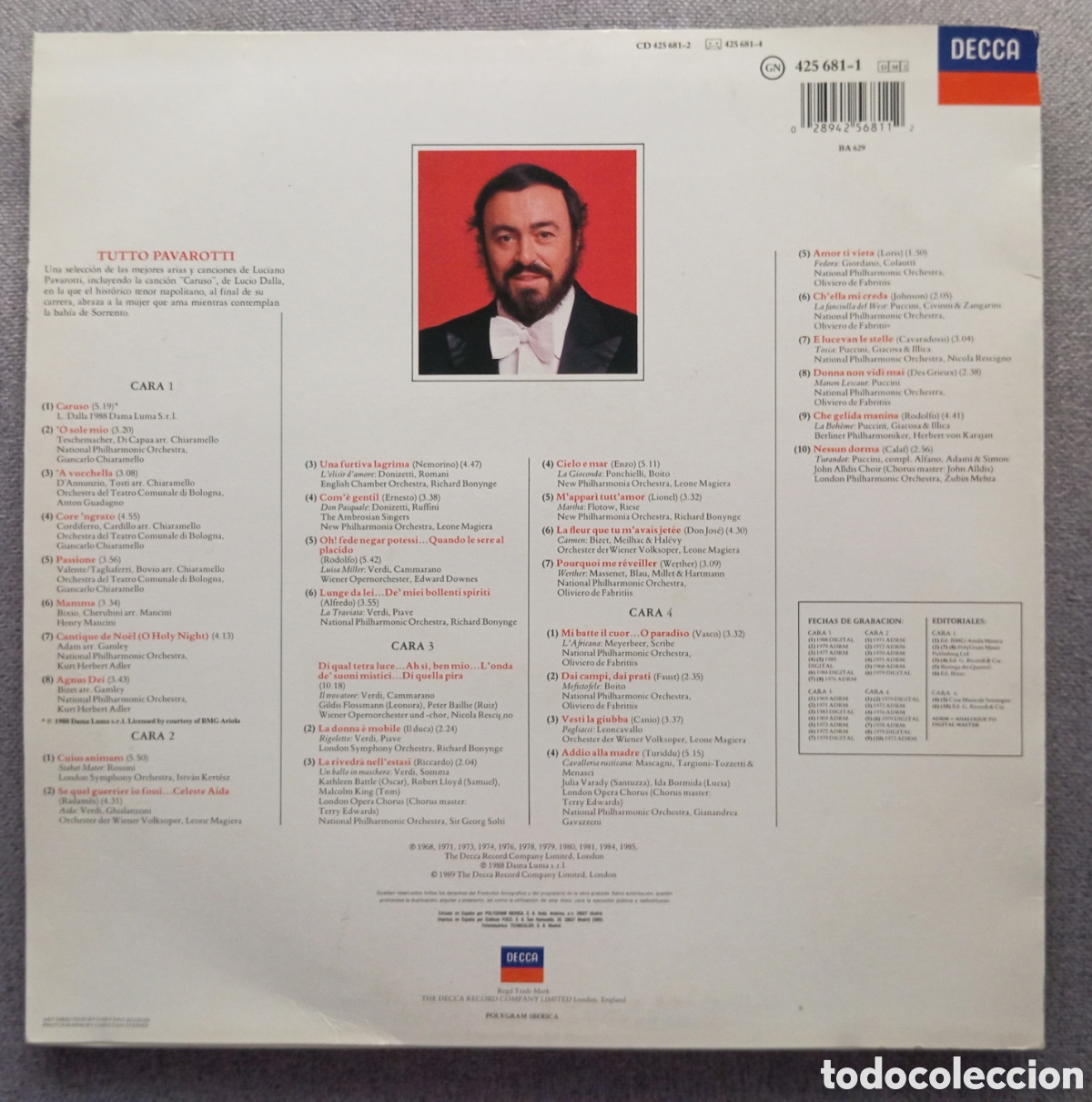 Discos de vinilo: VINILO TUTTO PAVAROTTI DECCA - Foto 2