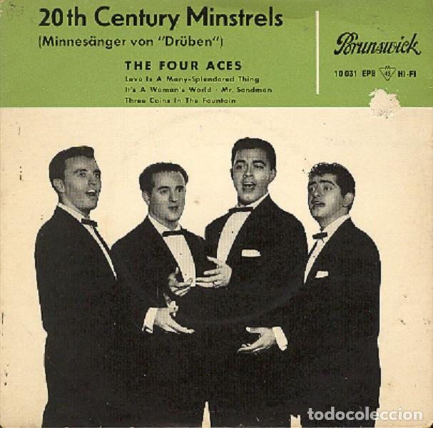 Discos de vinilo: The Four Aces &ndash; Love is a many splendored; Mr. Sandman + 2 &ndash; BRUNSWICK 10031 (Ed. Alemana) &ndash; 1955