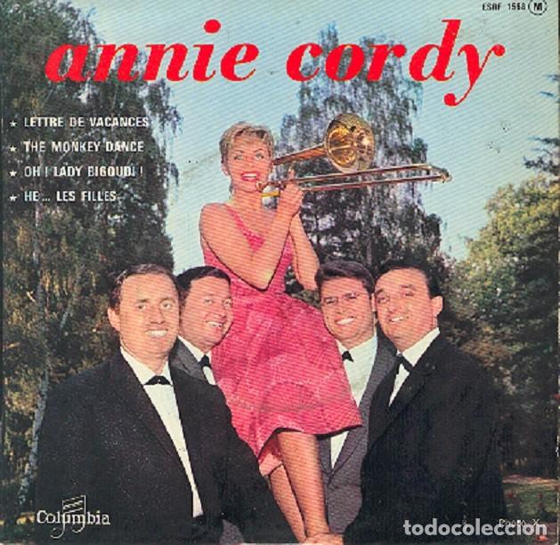 Discos de vinilo: Annie Cordy &ndash; Lettre de vacances; The Monkey dance + 2 &ndash; COLUMBIA 1568 &ndash; (Ed. Francesa) &ndash; 1964