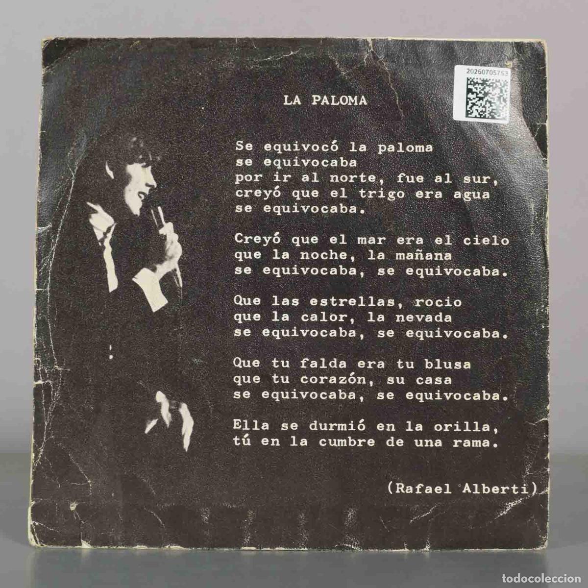 Discos de vinilo: SINGLE. Serrat &lrm;&ndash; La Paloma - Foto 2