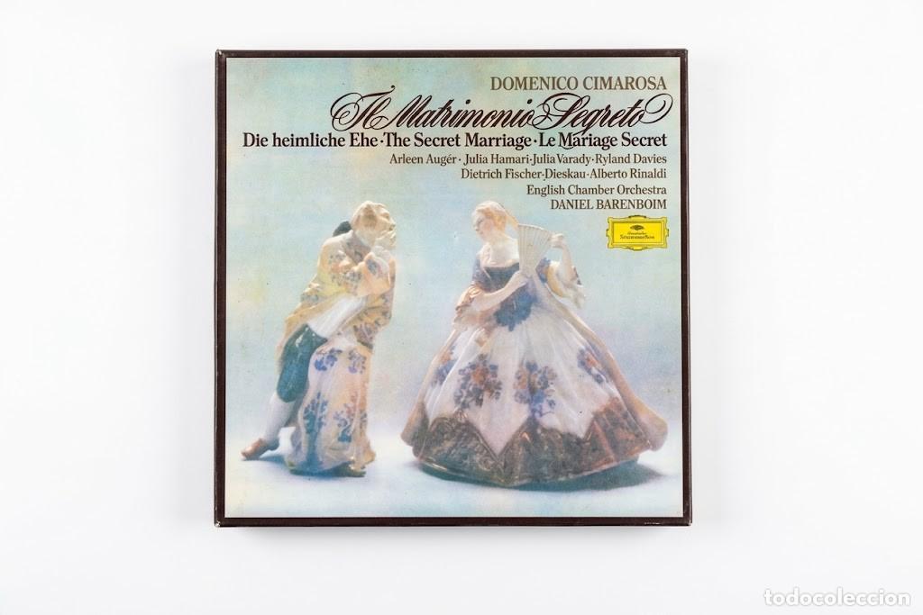 Discos de vinilo: CIMAROSA IL MATRIMONIO SEGRETO - BARENBOIM FISCHER DIESKAU AUGER - CAJA 3 LP + LIBRO - 1977