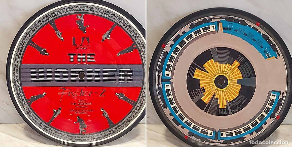 Discos de vinilo: FISCHER-Z | THE WORKER | KITTEN CURRY | PICTURE DISC 7&rdquo; | 1979 | UNITED ARTISTS UP 36509