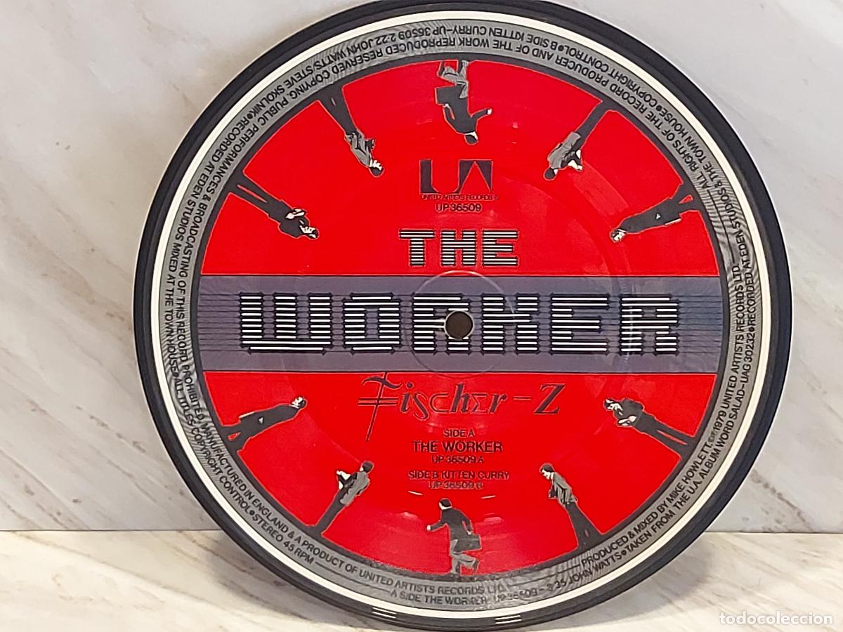 Discos de vinilo: FISCHER-Z | THE WORKER | KITTEN CURRY | PICTURE DISC 7&rdquo; | 1979 | UNITED ARTISTS UP 36509