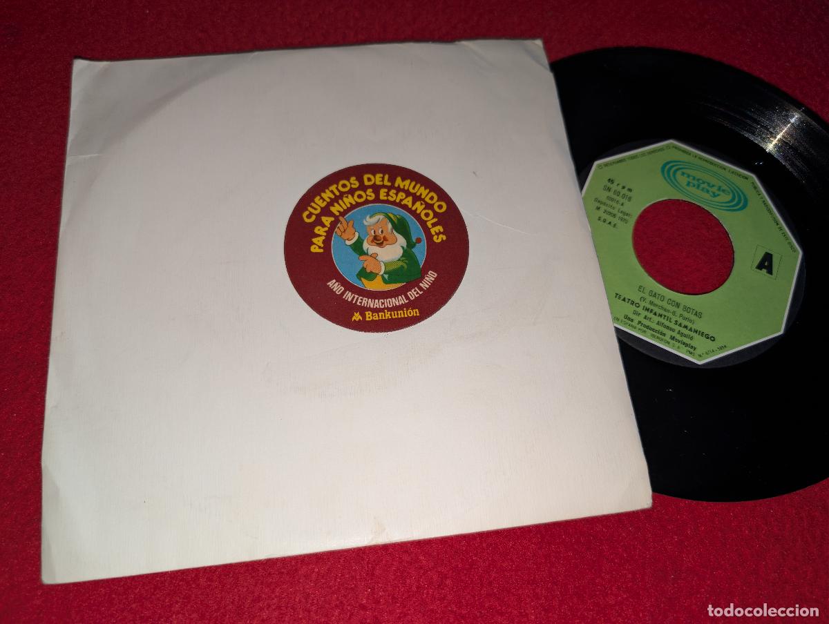 Discos de vinilo: TEATRO INFANTIL SAMANIEGO dir Agullo El gato con botas 7'' SINGLE 1970 Movieplay Cuentos Bankunion