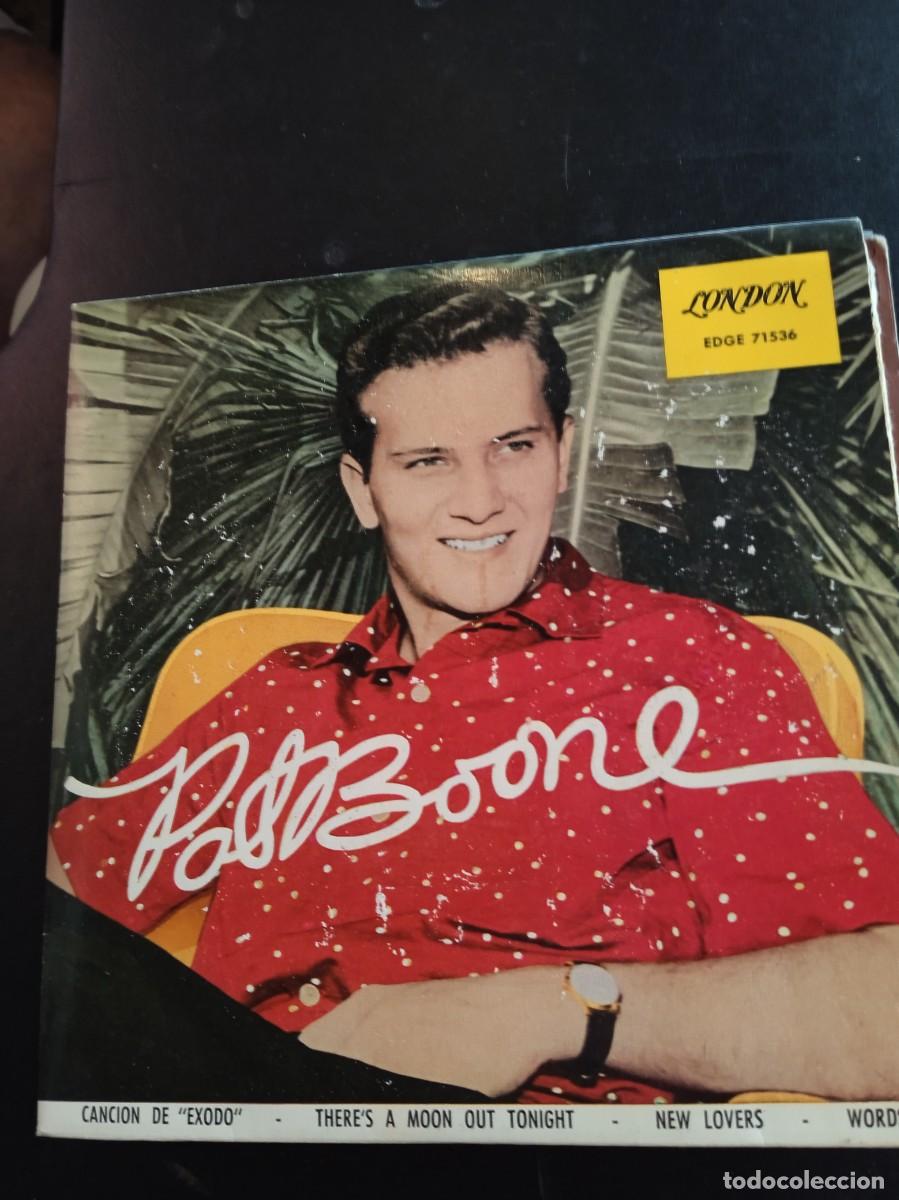 Discos de vinilo: PAT BOONE- CANCI&Oacute;N DE &rdquo;EXODO&rdquo;, NEW LOVERS +2 . EP. NEAR MINT
