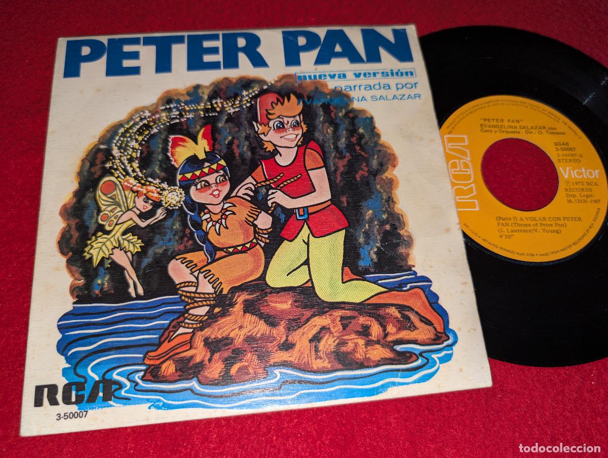 Discos de vinilo: EVANGELINA SALAZAR A volar con Peter Pan/Siguiendo al cabecilla 7'' 1967 RCA SPAIN Caja Ahorros Bcn