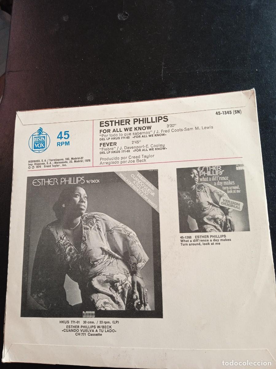 Discos de vinilo: ESTHER PHILLIPS- FOR ALL WE KNOW. SINGLE - Foto 2