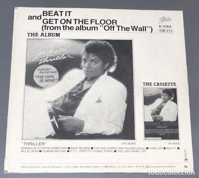 Discos de vinilo: Michael Jackson - Beat It - 7&rdquo; Single, Epic ref. A-3184. Ed. francesa 1983. - Foto 3