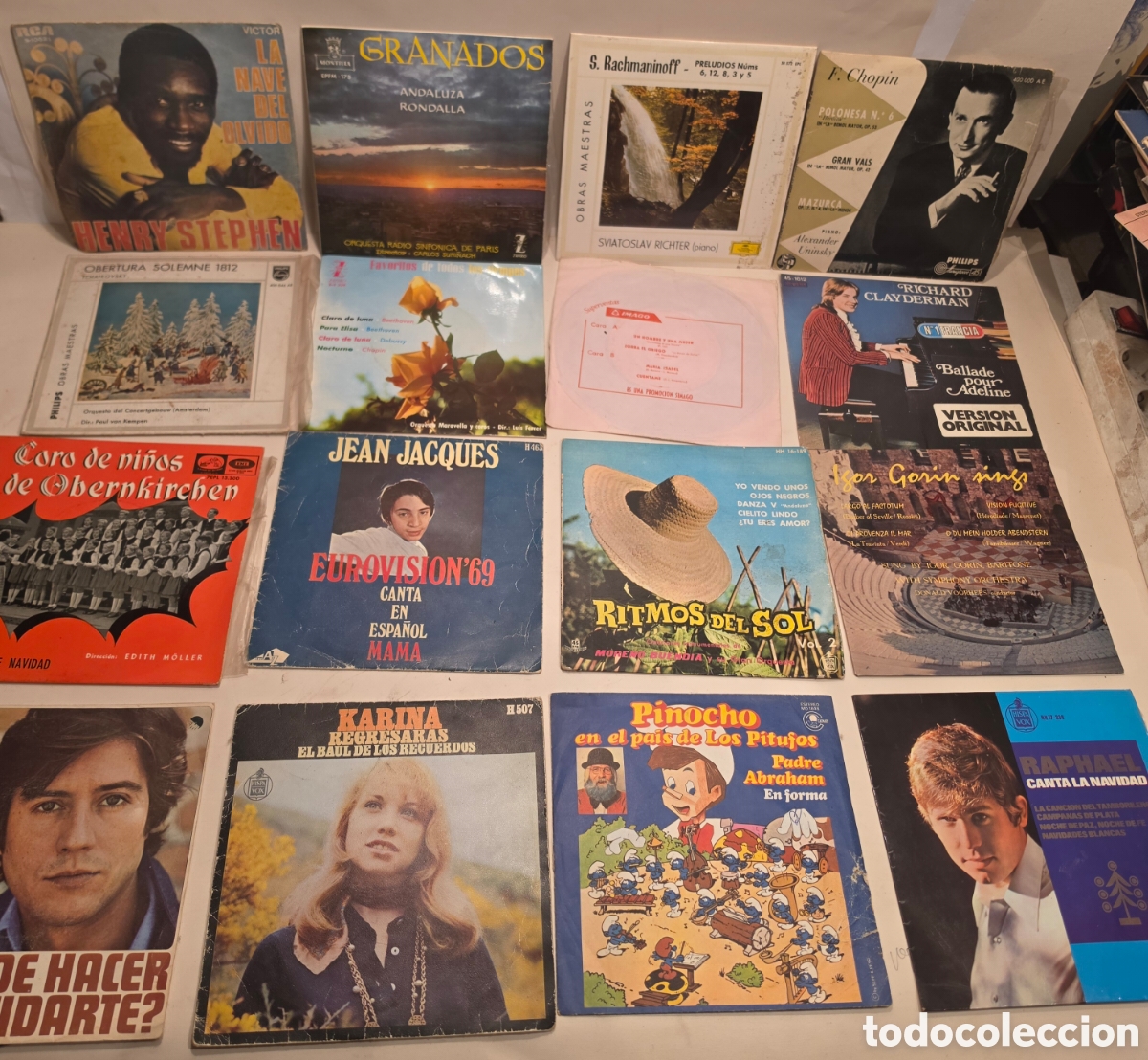 Discos de vinilo: SINGLES. LOTE DE 16 DISCOS DE 45 RPM. DISTINTAS EPOCAS Y ESTILOS