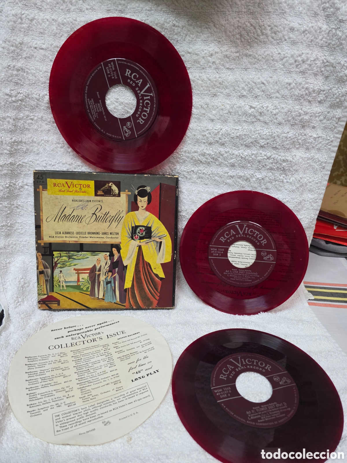 Discos de vinilo: 3 vinilos RCA Victor vinilo picture rojo sobre la obra de Puccini