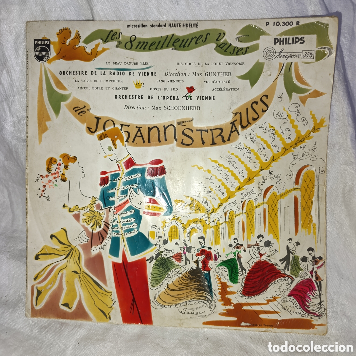 Discos de vinilo: Vinilo 10&rdquo; Johann Strauss &ndash; Les 8 Meilleures Valses (Philips, 1957)