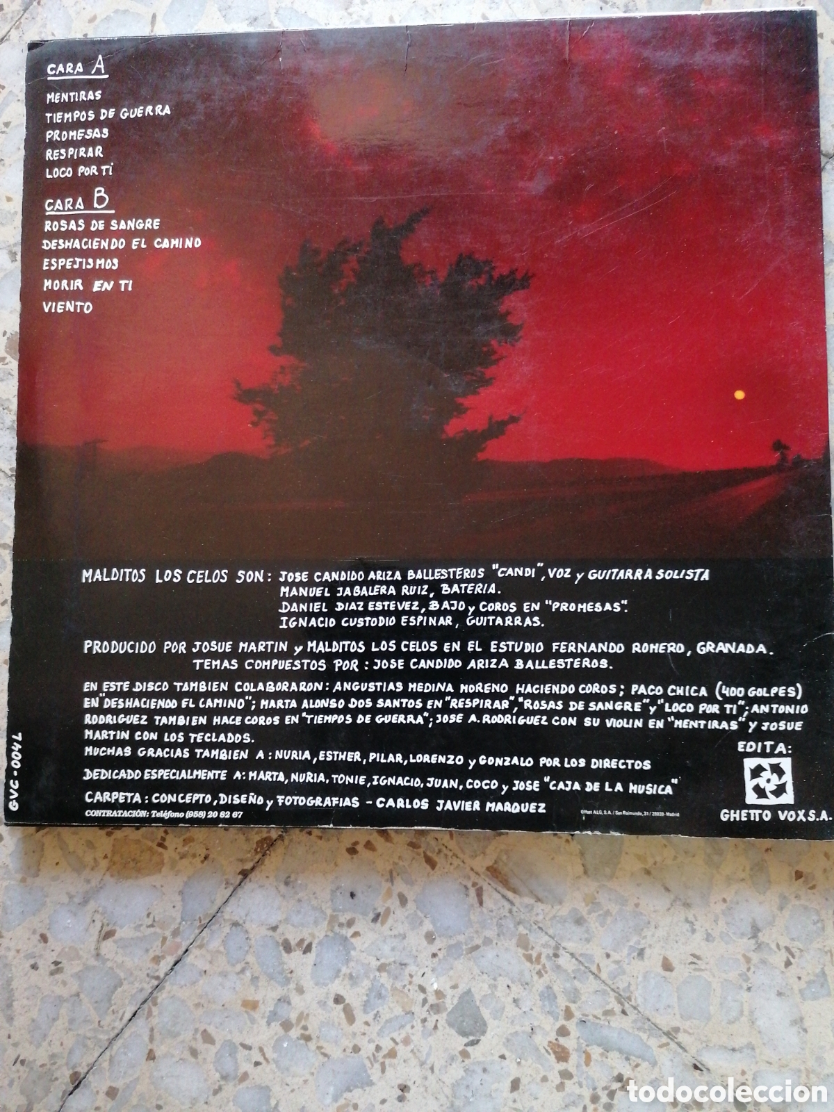Discos de vinilo: LP MALDITOS LOS CELOS ROSAS DE SANGRE 1992 INSERT - Foto 2
