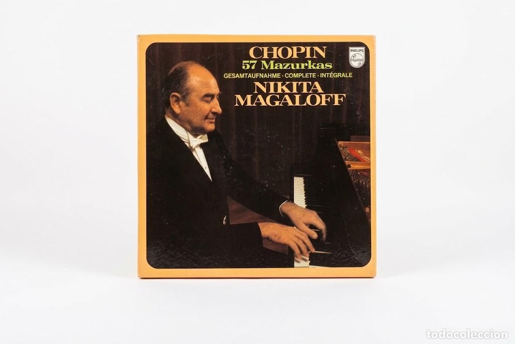 Discos de vinilo: CHOPIN 57 MAZURKAS INTEGRAL - NIKITA MAGALOFF PIANO - CAJA 3 VINILOS LP + LIBRO - PHILIPS 1981