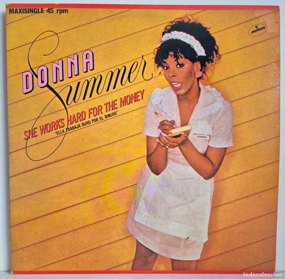 Discos de vinilo: Donna Summer &ndash; She Works Hard For The Money. Vinilo Maxi single