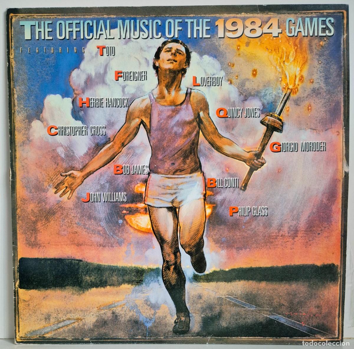 Discos de vinilo: The official music of the 1984 games. Temas de John Williams, Bill Conti, Toto, Philip Glass...