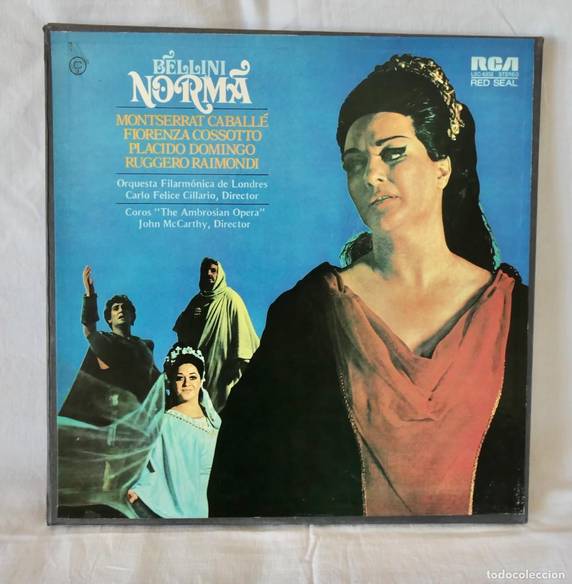 Discos de vinilo: BELLINI NORMA - MONTSERRAT CABALLE PLACIDO DOMINGO COSSOTTO - CAJA 3 LP + LIBRO - RCA RED SEAL 1973