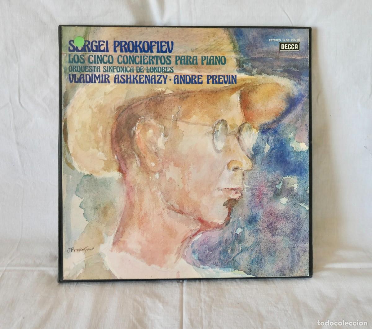 Discos de vinilo: PROKOFIEV LOS CINCO CONCIERTOS PARA PIANO - ASHKENAZY PREVIN - CAJA 3 LP + LIBRO - DECCA WIDE 1976