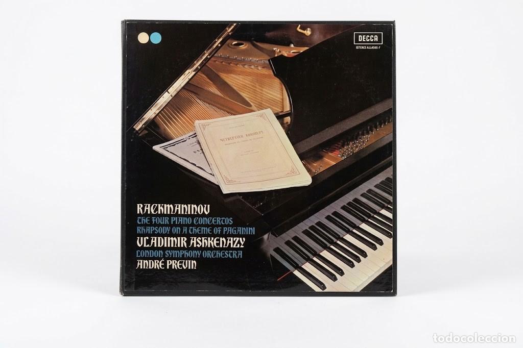 Discos de vinilo: RACHMANINOV CONCIERTOS PARA PIANO COMPLETOS - ASHKENAZY PREVIN - CAJA 3 LP + LIBRO - DECCA SXL 6565/