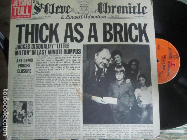 Discos de vinilo: JETHRO TULL - THICK AS BRICK LP - ORIGINAL U.S.A. - WARNER BROS 1972 STEREO - PERIODICO COMPLETO